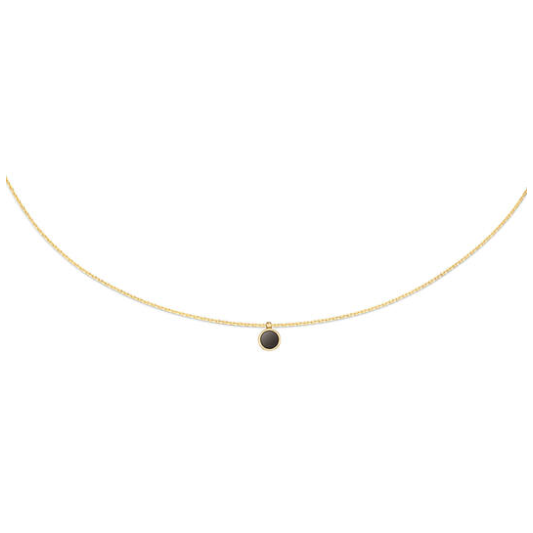 Jackie Collier, 14krt.goud "Black Agate Necklace" (lengte: 40-45mm.) - 23113 Jackie Collier, 14krt.goud "Black Agate Necklace" (lengte: 40-45mm.) - 23113