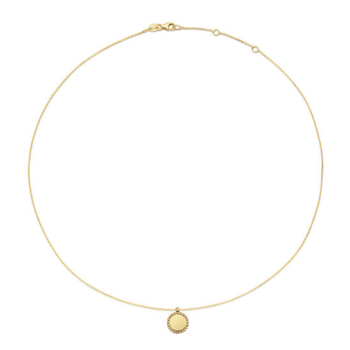 Jackie Collier, 14krt.goud "Sunflower Engraving Necklace" (lengte: 40-45mm.) - 23114