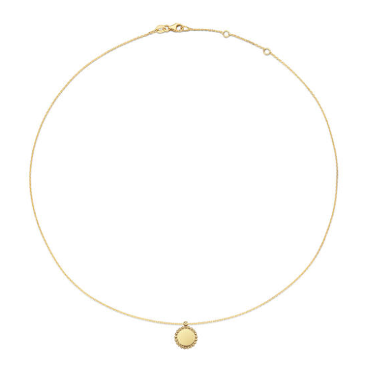 Jackie Collier, 14krt.goud "Sunflower Engraving Necklace" (lengte: 40-45mm.) - 23114
