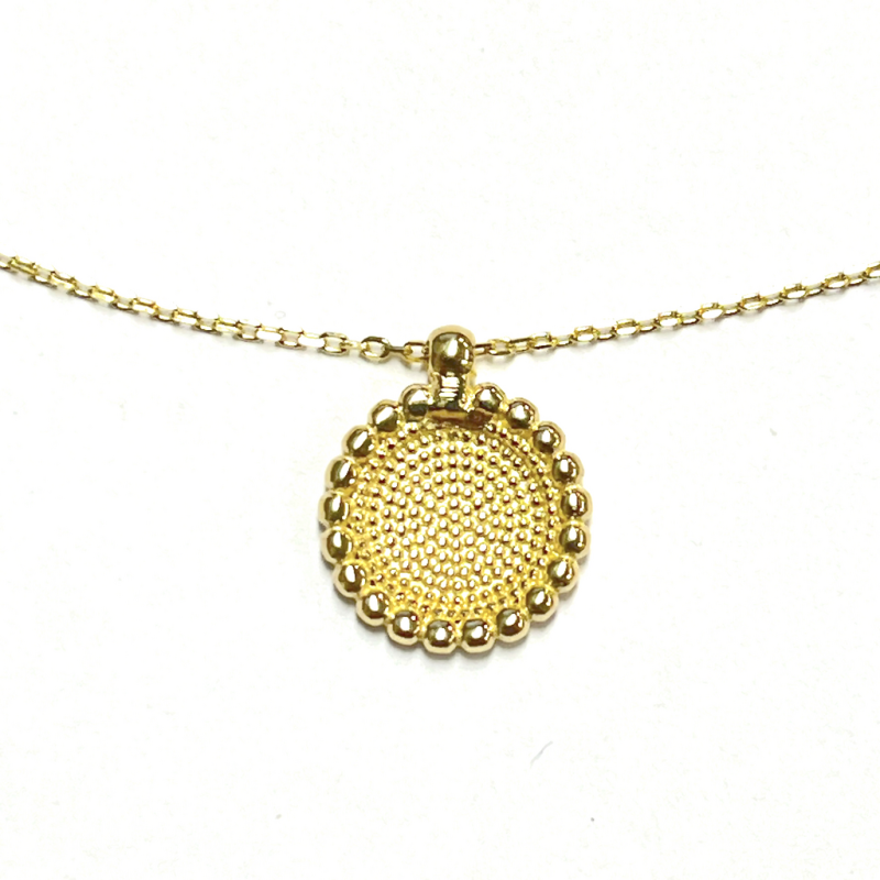 Jackie Collier, 14krt.goud "Sunflower Engraving Necklace" (lengte: 40-45mm.) - 23114