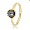 My Bendel Ring, edelstaal verguld met zwarte glasparel - 23123 My Bendel Ring, edelstaal verguld met zwarte glasparel - 23123