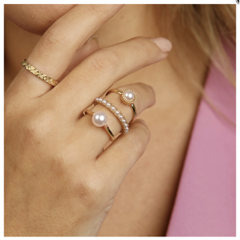 My Bendel Ring, edelstaal verguld met roze glasparel - 23124 My Bendel Ring, edelstaal verguld met roze glasparel - 23124