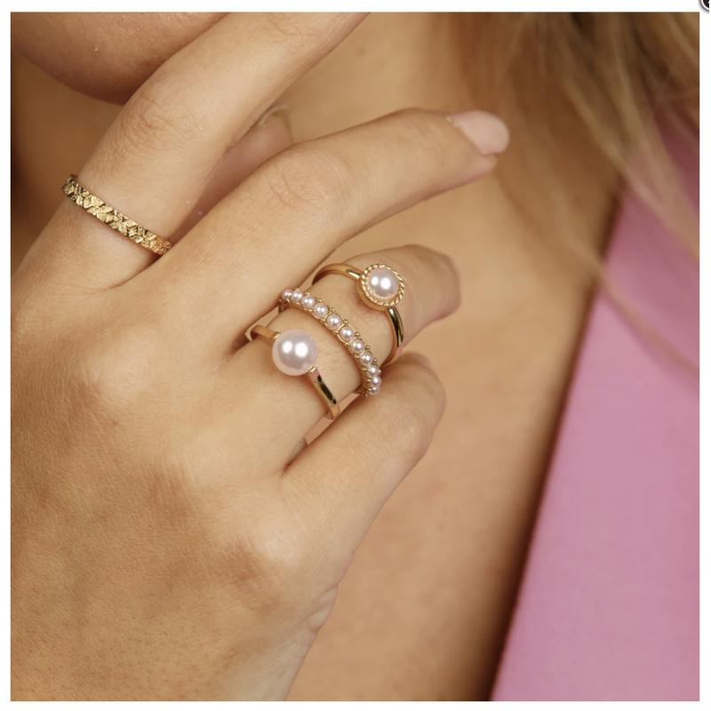 My Bendel Ring, edelstaal verguld met roze glasparel - 23124 My Bendel Ring, edelstaal verguld met roze glasparel - 23124