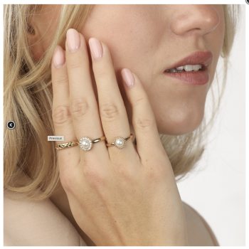 My Bendel Ring, edelstaal verguld met witte glasparel - 23125
