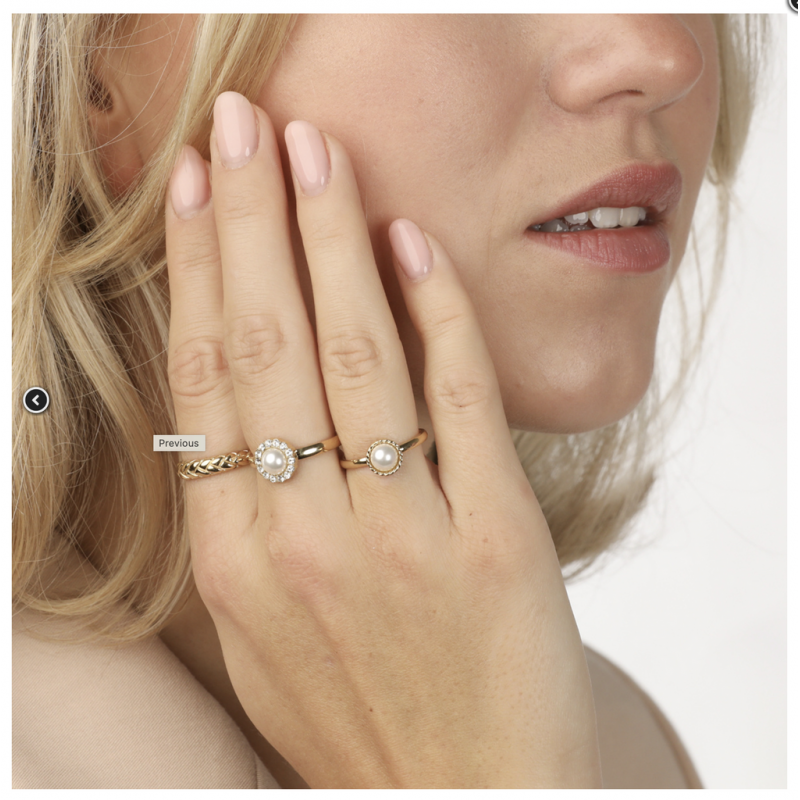 My Bendel Ring, edelstaal verguld met witte glasparel - 23125 My Bendel Ring, edelstaal verguld met witte glasparel - 23125