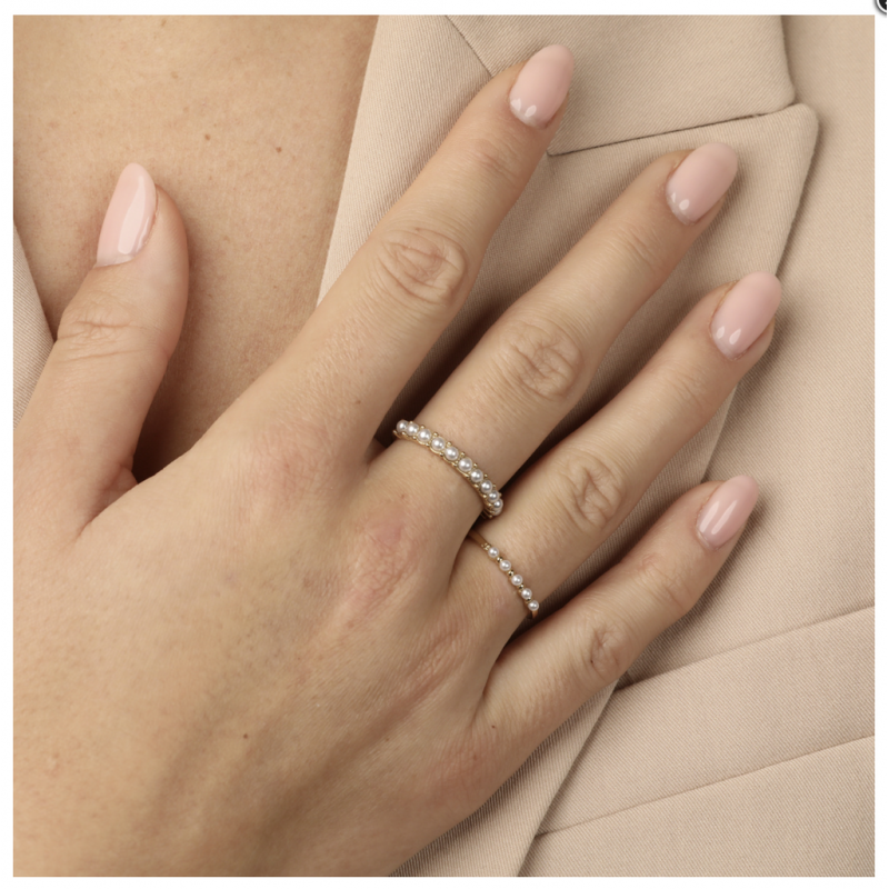 My Bendel Ring, edelstaal verguld met witte glasparels - 23126 My Bendel Ring, edelstaal verguld met witte glasparels - 23126