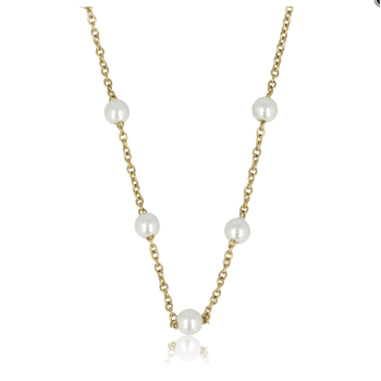 My Bendel Collier, edelstaal verguld met glasparels (lengte: 40-45cm.) - 23128