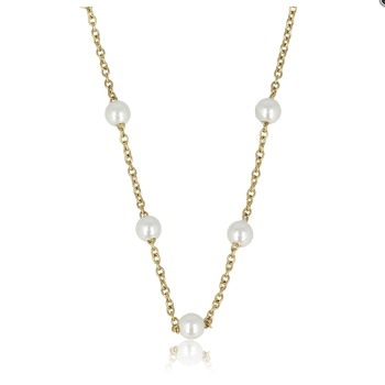 My Bendel Collier, edelstaal verguld met glasparels (lengte: 40-45cm.) - 23128