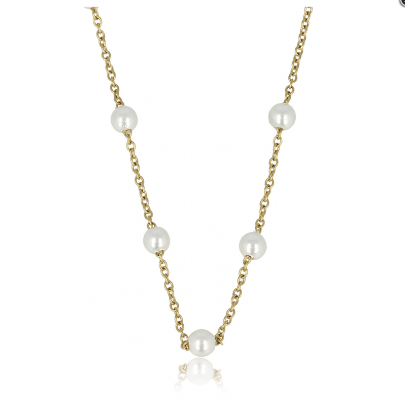 My Bendel Collier, edelstaal verguld met glasparels (lengte: 40-45cm.) - 23128 My Bendel Collier, edelstaal verguld met glasparels (lengte: 40-45cm.) - 23128