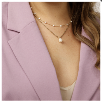 My Bendel Collier, edelstaal verguld met glasparels (lengte: 40-45cm.) - 23128 My Bendel Collier, edelstaal verguld met glasparels (lengte: 40-45cm.) - 23128