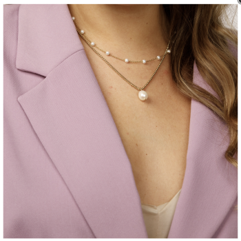My Bendel Collier, edelstaal verguld met glasparels (lengte: 40-45cm.) - 23128