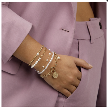 My Bendel Armband, edelstaal verguld met glasparels (lengte: 15,5-20,5cm.) - 23129 My Bendel Armband, edelstaal verguld met glasparels (lengte: 15,5-20,5cm.) - 23129
