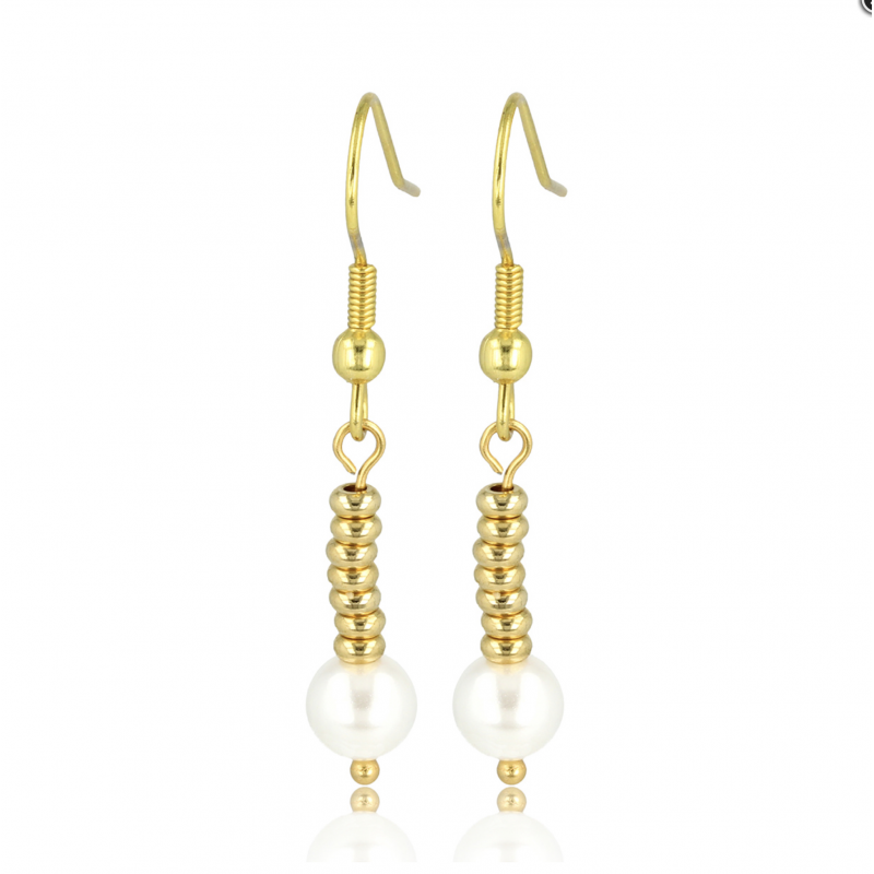 My Bendel Oorhangers, verguld edelstaal met glasparel - 23136 My Bendel Oorhangers, verguld edelstaal met glasparel - 23136