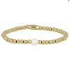 My Bendel Armband, Elastische Edelstaal Vergulde Kralenarmband met glasparel - 23138