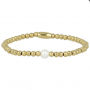 My Bendel Armband, Elastische Edelstaal Vergulde Kralenarmband met glasparel - 23138