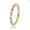 My Bendel Ring, 14 krt.verguld edelstaal met gekleurd zirkonia (2mm.breed) - 23141