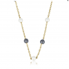 My Bendel Collier, edelstaal verguld met zwarte en witte glasparels (lengte: 40-45cm.) - 23142 My Bendel Collier, edelstaal verguld met zwarte en witte glasparels (lengte: 40-45cm.) - 23142