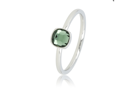 My Bendel Ring, edelstaal met groene glassteen - 23143