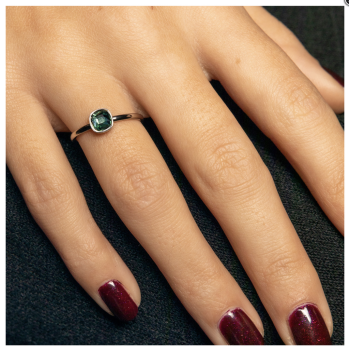 My Bendel Ring, edelstaal met groene glassteen - 23143 My Bendel Ring, edelstaal met groene glassteen - 23143