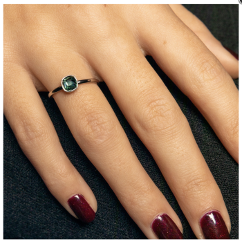 My Bendel Ring, edelstaal met groene glassteen - 23143