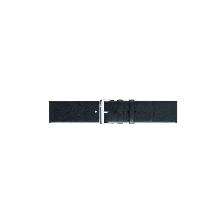 Horlogeband 24mm, Effen zachte kalf lederen band Zwart - 23567