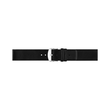 Horlogeband 24mm, Effen zachte kalf lederen band Zwart - 23567