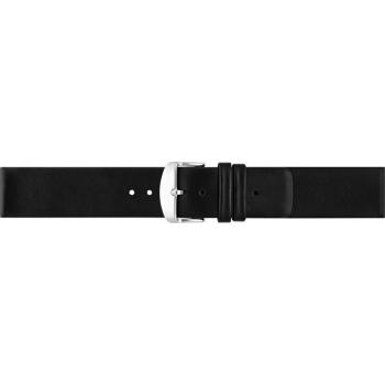 Horlogeband 24mm, Effen zachte kalf lederen band Zwart - 23567