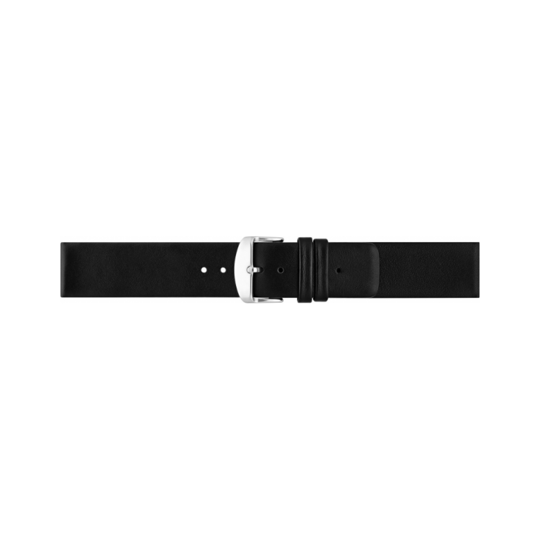 Horlogeband 24mm, Effen zachte kalf lederen band Zwart - 23567