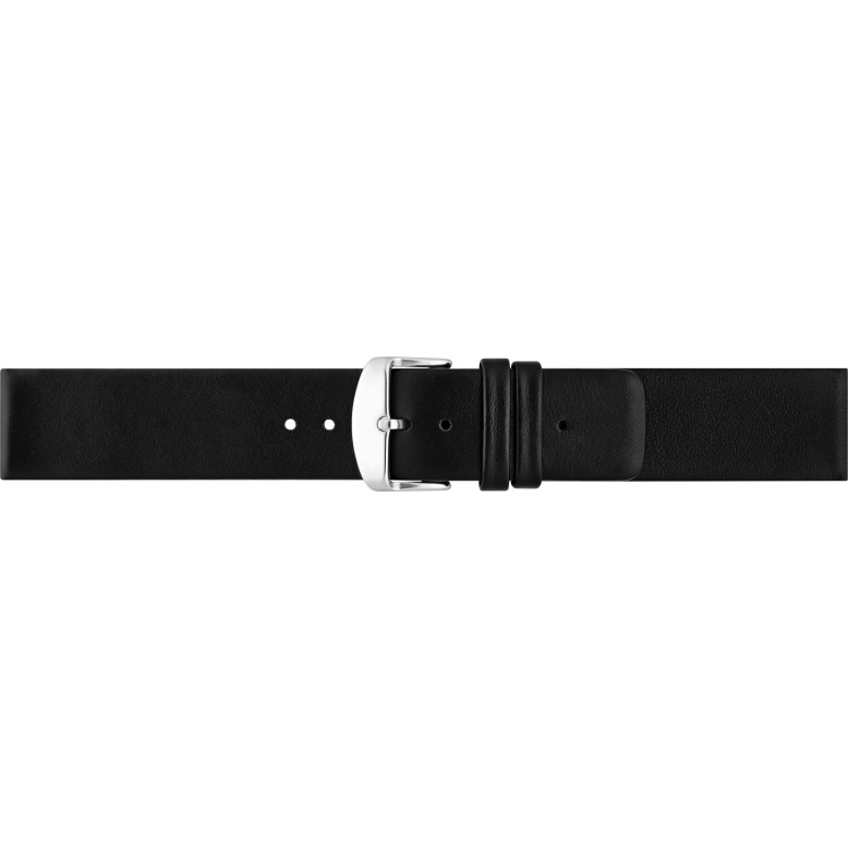 Horlogeband 24mm, Effen zachte kalf lederen band Zwart - 23567