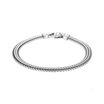 Armband, zilver/oxi vossestaart 6,5 mm (lengte: 19cm.) - 23621