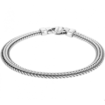 Armband, zilver/oxi vossestaart 6,5 mm (lengte: 19cm.) - 23621