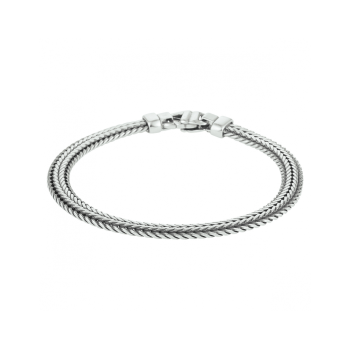 Armband, zilver/oxi vossestaart 6,5 mm (lengte: 19cm.) - 23621 Armband, zilver/oxi vossestaart 6,5 mm (lengte: 19cm.) - 23621