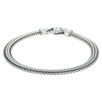 Armband, zilver/oxi vossestaart 6,5 mm (lengte: 19cm.) - 23621