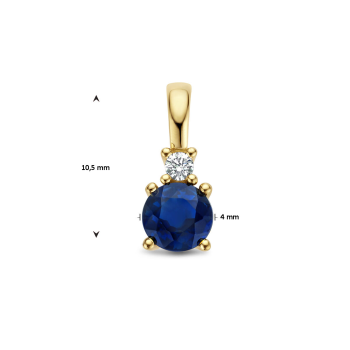 Hanger, 14krt.goud met saffier en diamant (0.02ct.) - 23146 Hanger, 14krt.goud met saffier en diamant (0.02ct.) - 23146