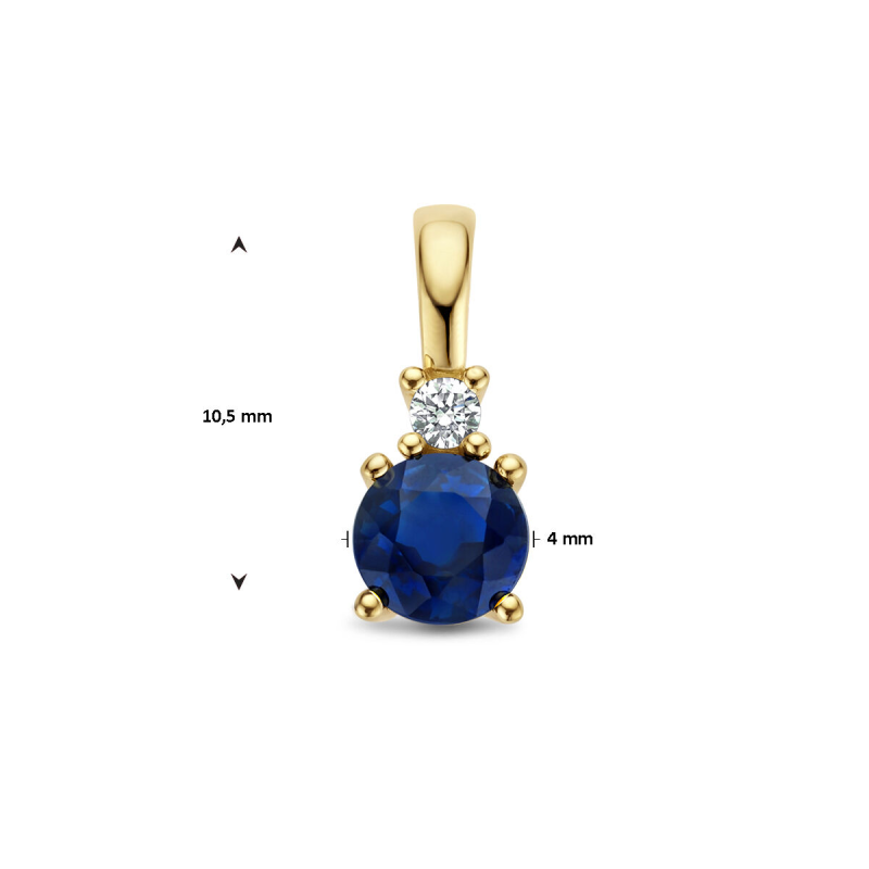 Hanger, 14krt.goud met saffier en diamant (0.02ct.) - 23146