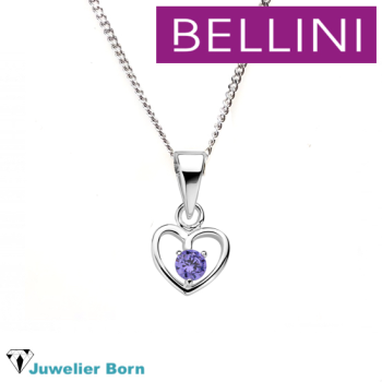 Bellini Collier, model 574.065 hartje paars zirk. (lengte: 34-38cm.) - 23157