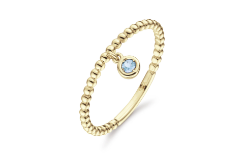 Jackie Ring,14krt.goud met met London Blue Topaas "Dangling" - 23178