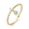 Jackie Ring,14krt.goud met met London Blue Topaas "Dangling" - 23178