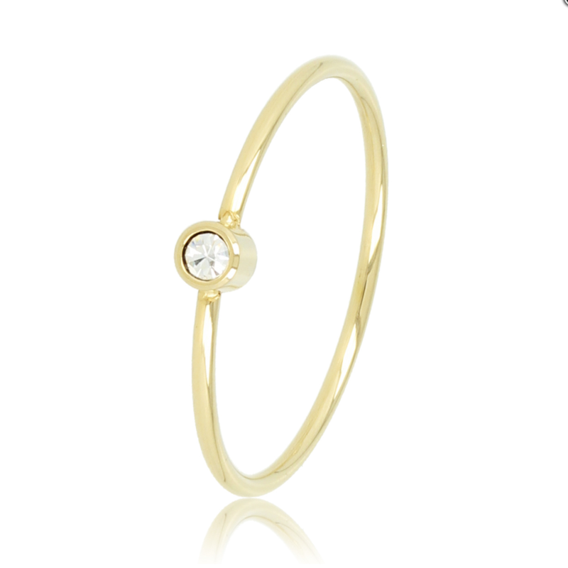 My Bendel Ring, staal verguld met wit zirkonia - 23181