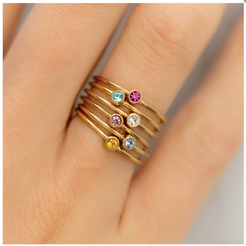 My Bendel Ring, staal verguld met wit zirkonia - 23181