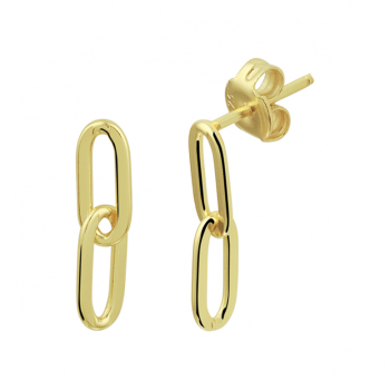 Oorhangers, zilver verguld paperclip (lengte 1,6cm.) - 23187 Oorhangers, zilver verguld paperclip (lengte 1,6cm.) - 23187