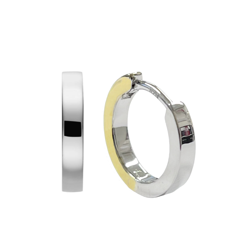 Oorringen, zilver bicolour (2,4x12mm.) - 23207