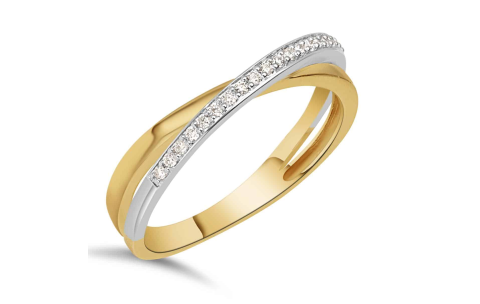 HC Ring, 14krt.bicolour goud met diamant totaal 0,10ct. (maat 56) - 23221