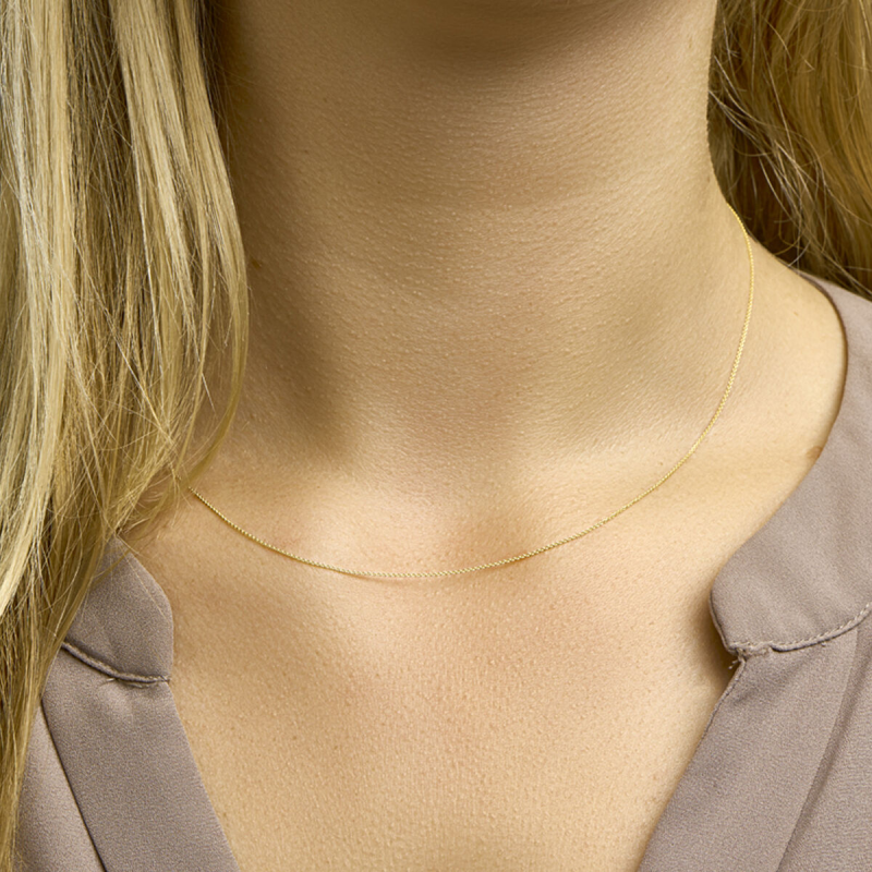 Collier, 14krt.goud ankerschakel 1mm. (lengte 42cm.) - 23249 Collier, 14krt.goud ankerschakel 1mm. (lengte 42cm.) - 23249