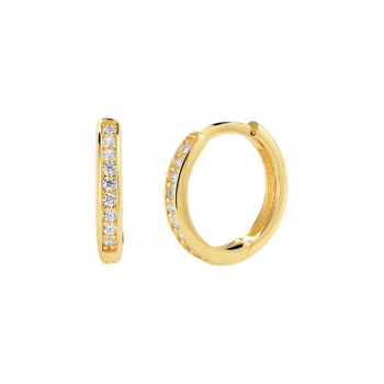 Oorringen, 14krt.goud met  zirkonia (12,5x2mm.) - 23414