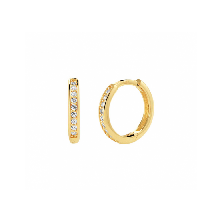Oorringen, 14krt.goud met  zirkonia (12,5x2mm.) - 23414
