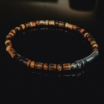 TAJ AMSTERDAM Kralen Herenarmband Nhean met Tijgeroog (maat SM: 20,5cm) - 23264
