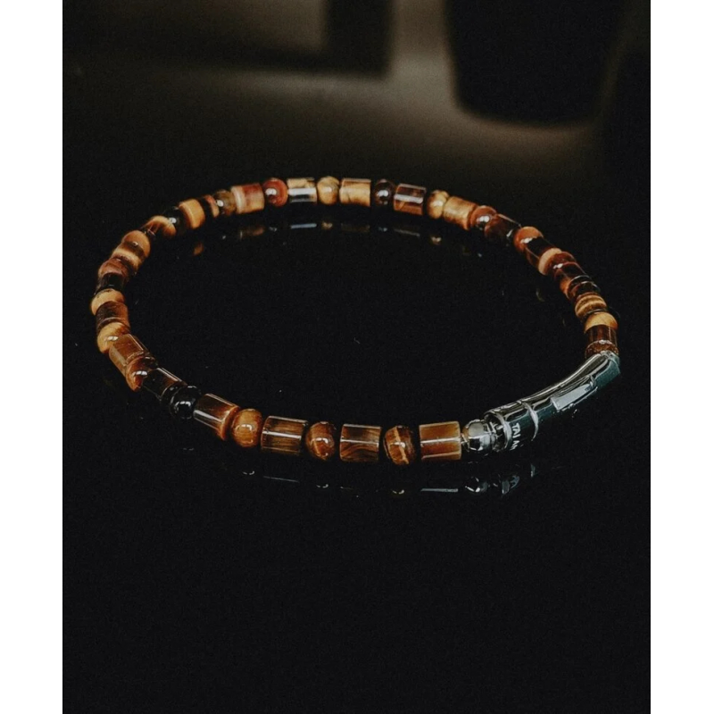TAJ AMSTERDAM Kralen Herenarmband Nhean met Tijgeroog (maat SM: 20,5cm) - 23264