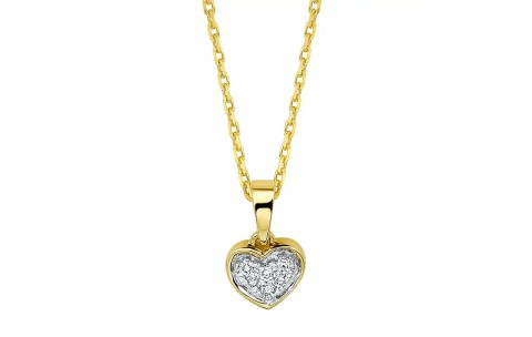 HC Hanger, 14krt.goud hart met diamant totaal 0,05ct. (7mm.) exclusief collier - 23265