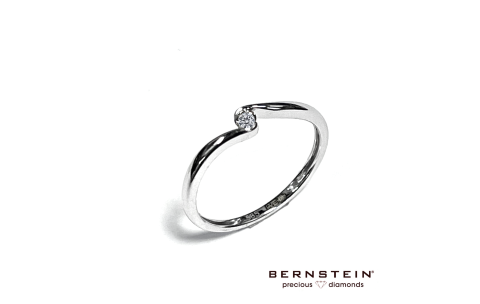 Bernstein Ring, 14krt.witgoud met 0,06ct.diamant - 23273